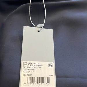 Antonio Melani Navy Satin Skirt Size 14 NWT